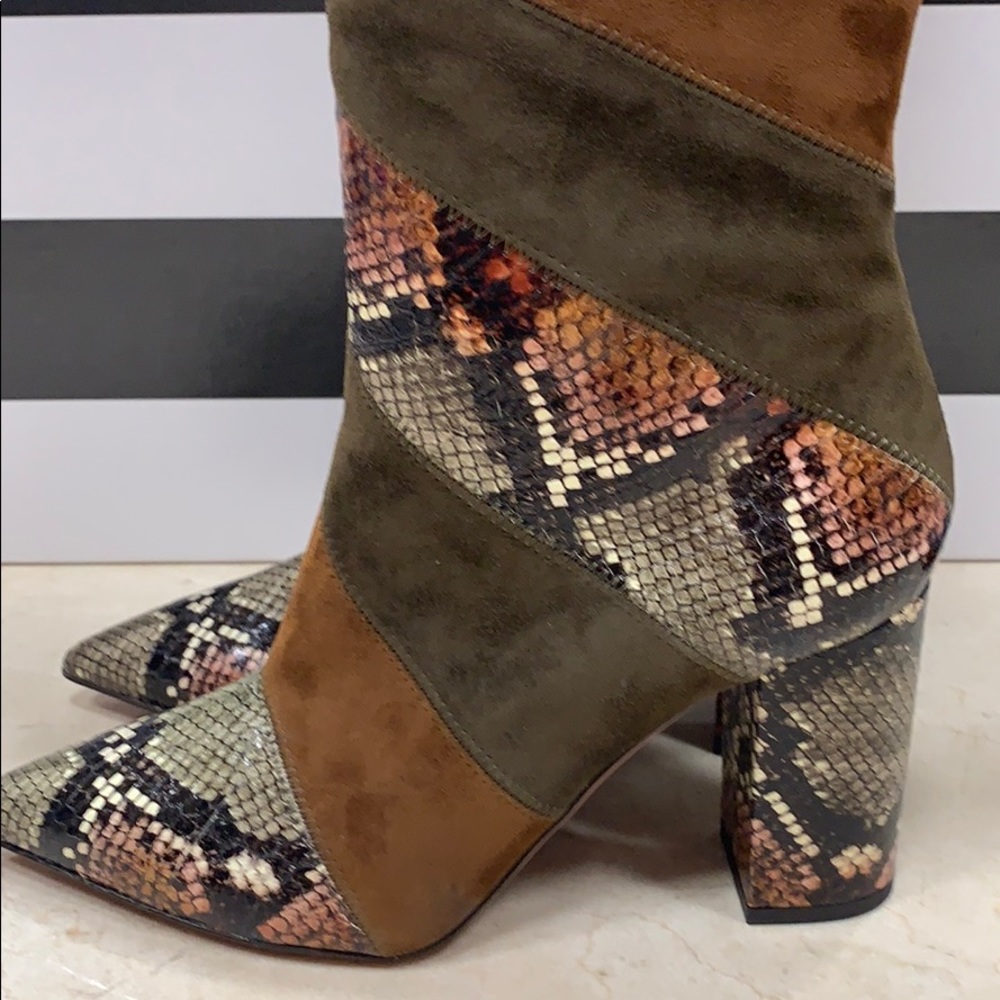 AQUAZZURA BOETTI BOOTS IN KENYA SNAKE AND SUEDE TALL BOOTS SIZE 8.5 - Picture 4 of 10